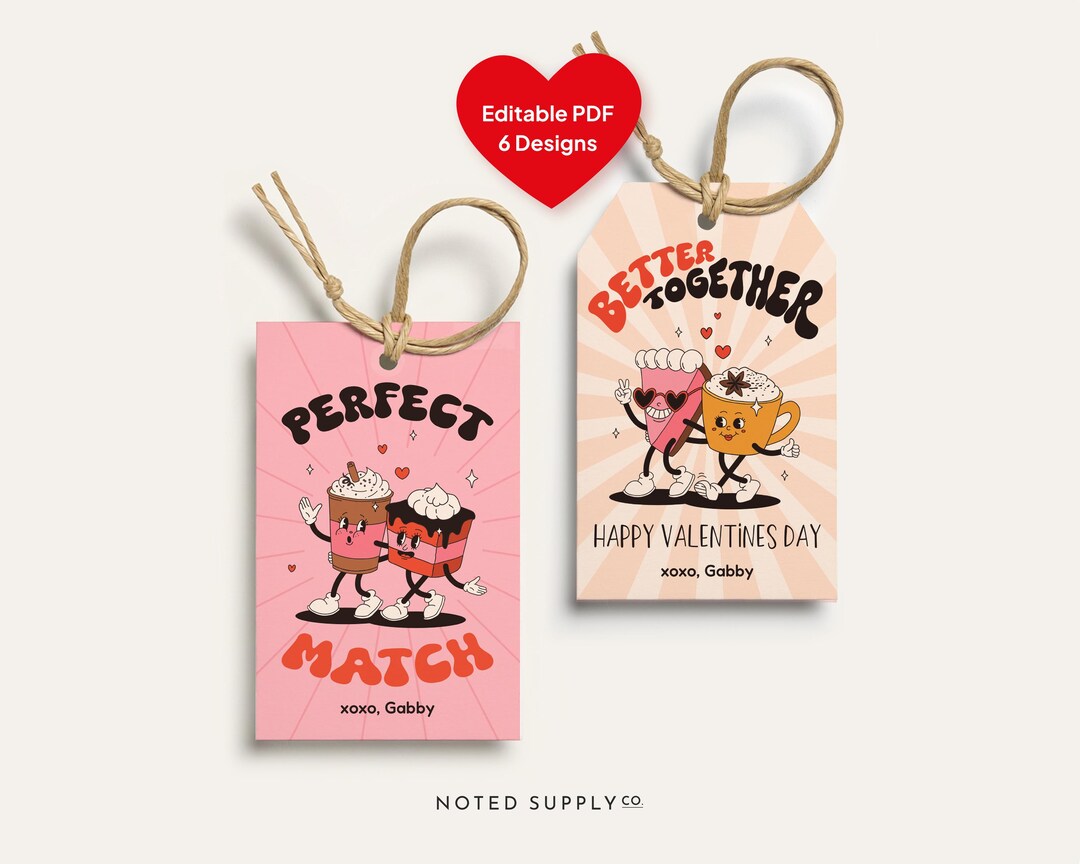 Editable Retro Groovy Valentine Gift Tags for Kids, Printable Classroom ...