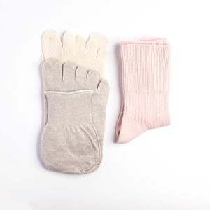 Layered Socks 3-Pair Set — Silk & Charcoal Organic Cotton | Made in Japan
