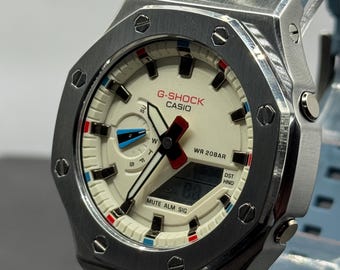 Custom Casio G-Shock GA2100 Blue Dial Steel Luxury Watch ABA Commission
