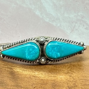 Navajo Turquoise Silver Cuff by Robert Shakey SZ 6.25