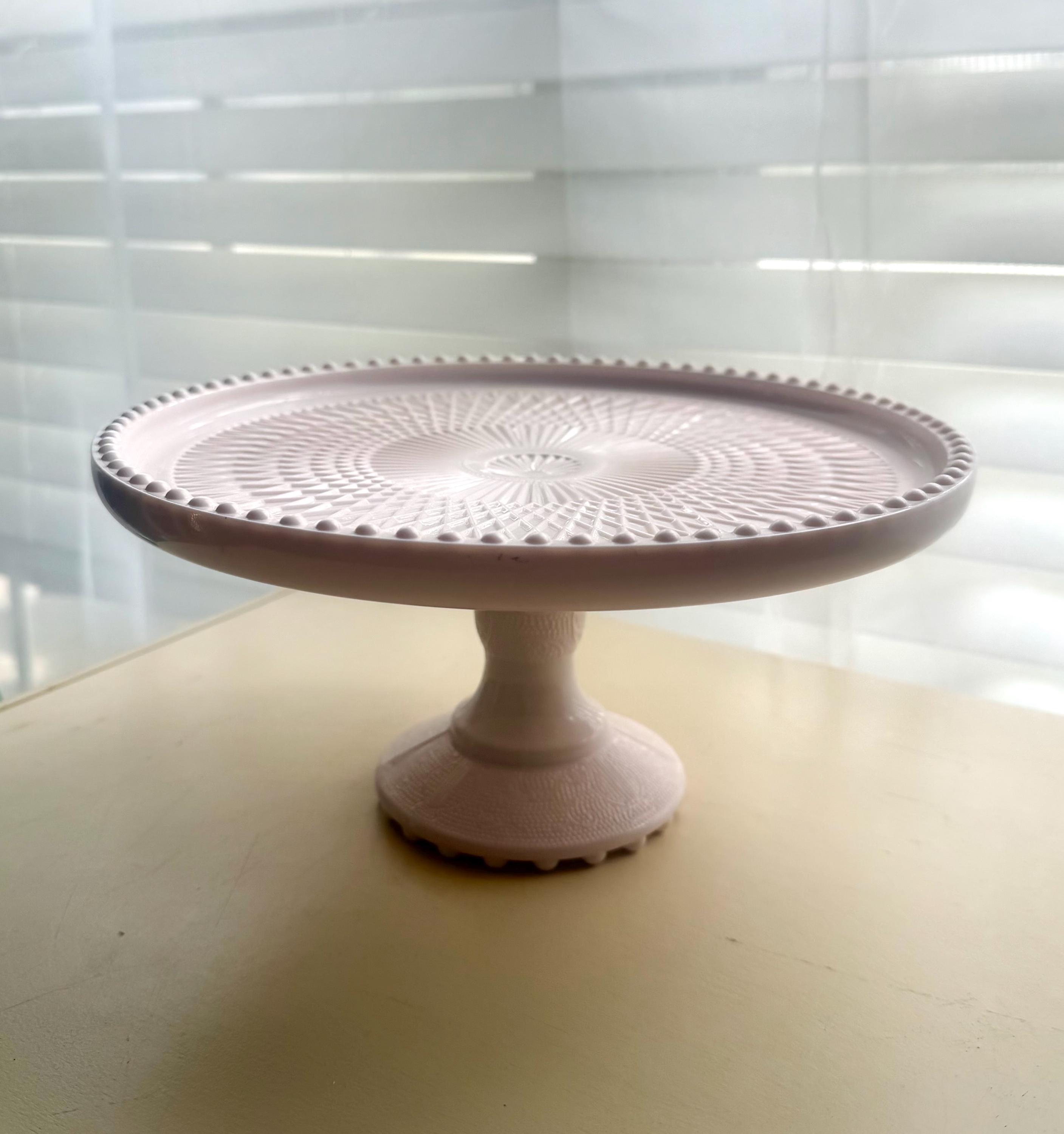 ジャネットグラス　シェルピンク　ケーキスタンド Jeanette Pink Milk Glass - Etsy
