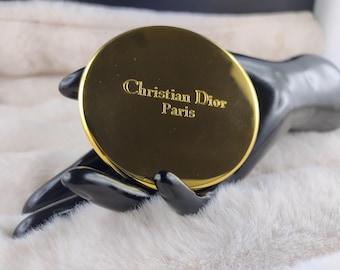 Vintage Christian Dior Heart Compact Mirror: Gold-plated Parisian