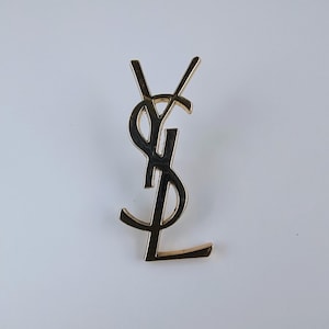 Vintage YSL Monogramm Brosche Pin Großformat