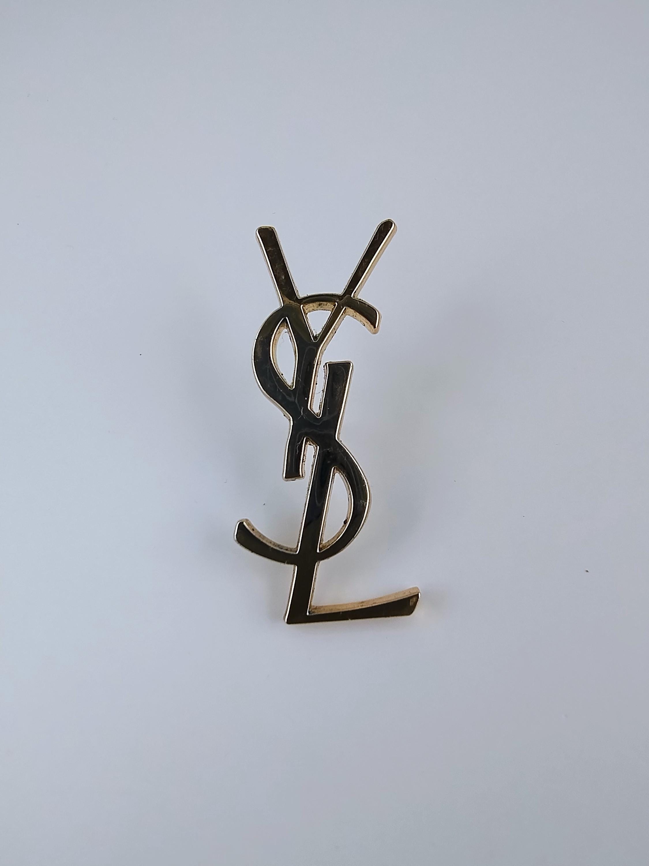 Vintage YSL Monogram Brooch Pin Large Format - Etsy