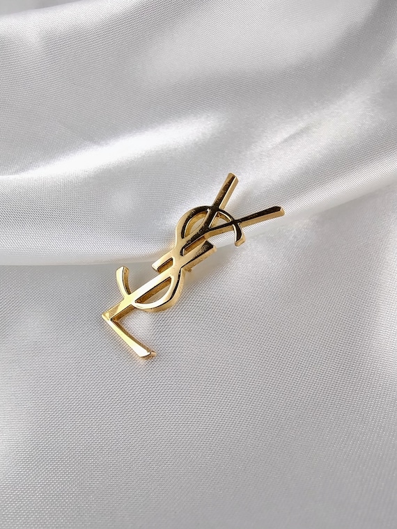 Vintage YSL Monogram Brooch Pin Large Format - Etsy