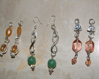 Interchangeable Earrings with Sterling Silver Earwire Citrine, Green Aventurine, Rose Quartz, Infinity Symbol