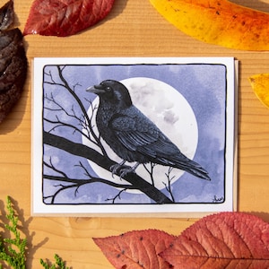 Raven Moon greeting card 100% recycled paper