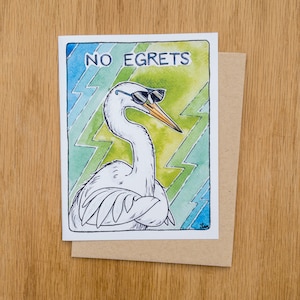 No Egrets - Carte de voeux Grande aigrette 100 % papier recyclé