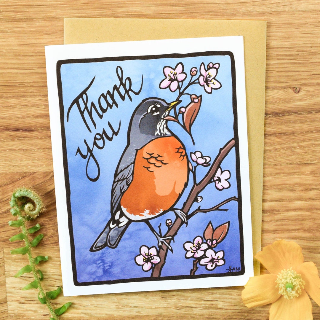 Thank You American Robin Greeting Cards 100% Recycled Paper - Etsy