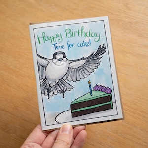 Carte de voeux Joyeux anniversaire Geai du Canada 100 % papier recyclé - Carte d'anniversaire Time for Cake