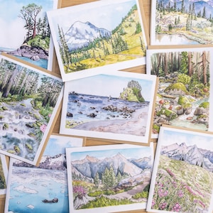 Pacific Northwest landscape sketch cards 100% recycled paper