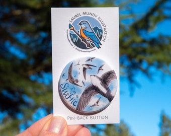 Swiftie button - 1.75&quot; metal pin back bird button on backer card