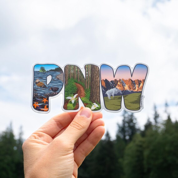 Pacific Northwest PNW 5.5"x2.5" Large vinyl water resistant water bottle/window/laptop/bumper sticker
