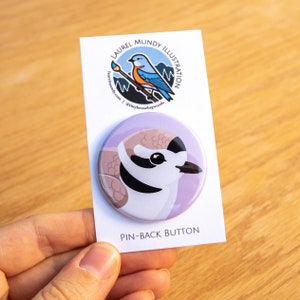 Snowy Plover button - 1.75" metal pin back bird button on backer card