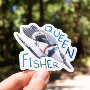 QUEENFISHER 3&quot; glitter MEDIUM vinyl sticker - waterproof dishwasher safe