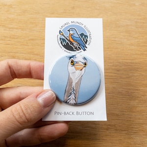 Great Blue Heron 1.75&quot; pin back button