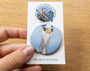 Great Blue Heron 1.75&quot; pin back button