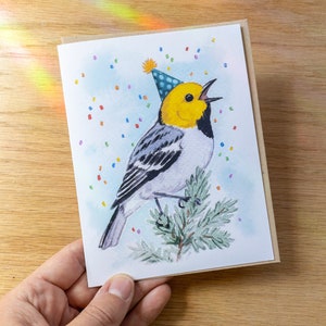 Anniversaire fauvette ermite carte de voeux jour des oiseaux papier 100 % recyclé