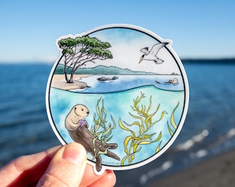Kelp Forest Habitat 3.5" Medium Vinyl sticker - waterproof dishwasher safe