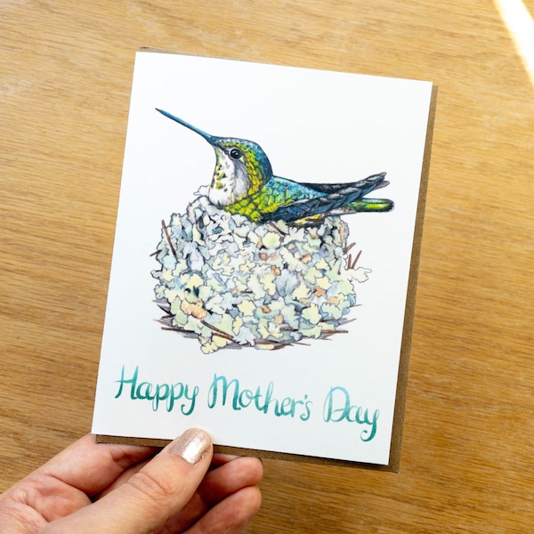 Happy Mother's Day Anna's Hummingbird greeting card 100% recycled paper