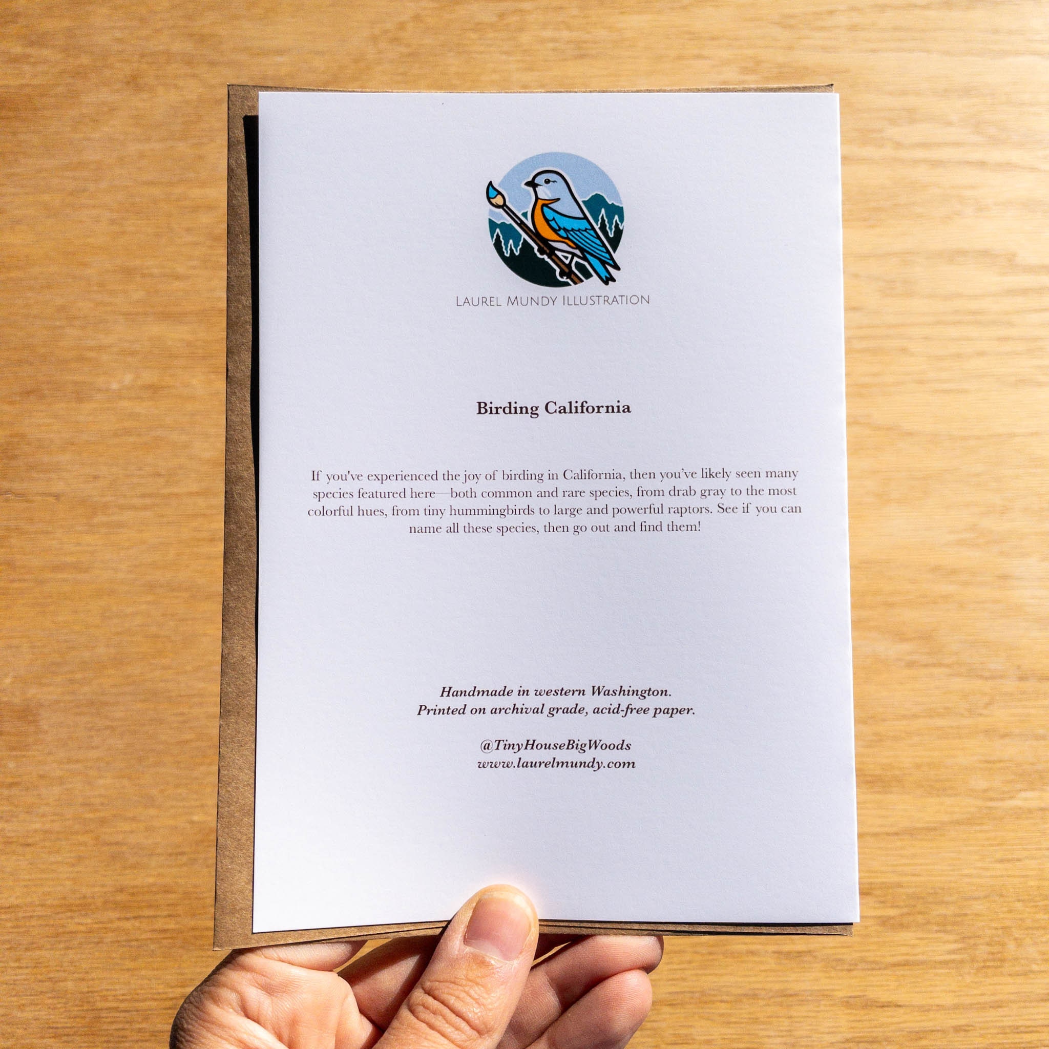 Birding Rack Card Birding California 5x7 Fine Art Card With 100% Recycled Envelope State ...