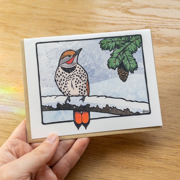 Northern Flicker greeting card 100% recycled paper