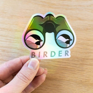 BIRDER 3"x2.5" holographic vinyl sticker bumper/laptop/water bottle etc.