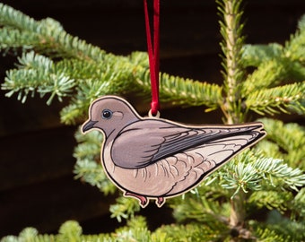 Mourning Dove sustainable maple ornament tree home decoration