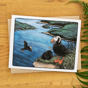 Tufted Puffin greeting card 100% recycled paper