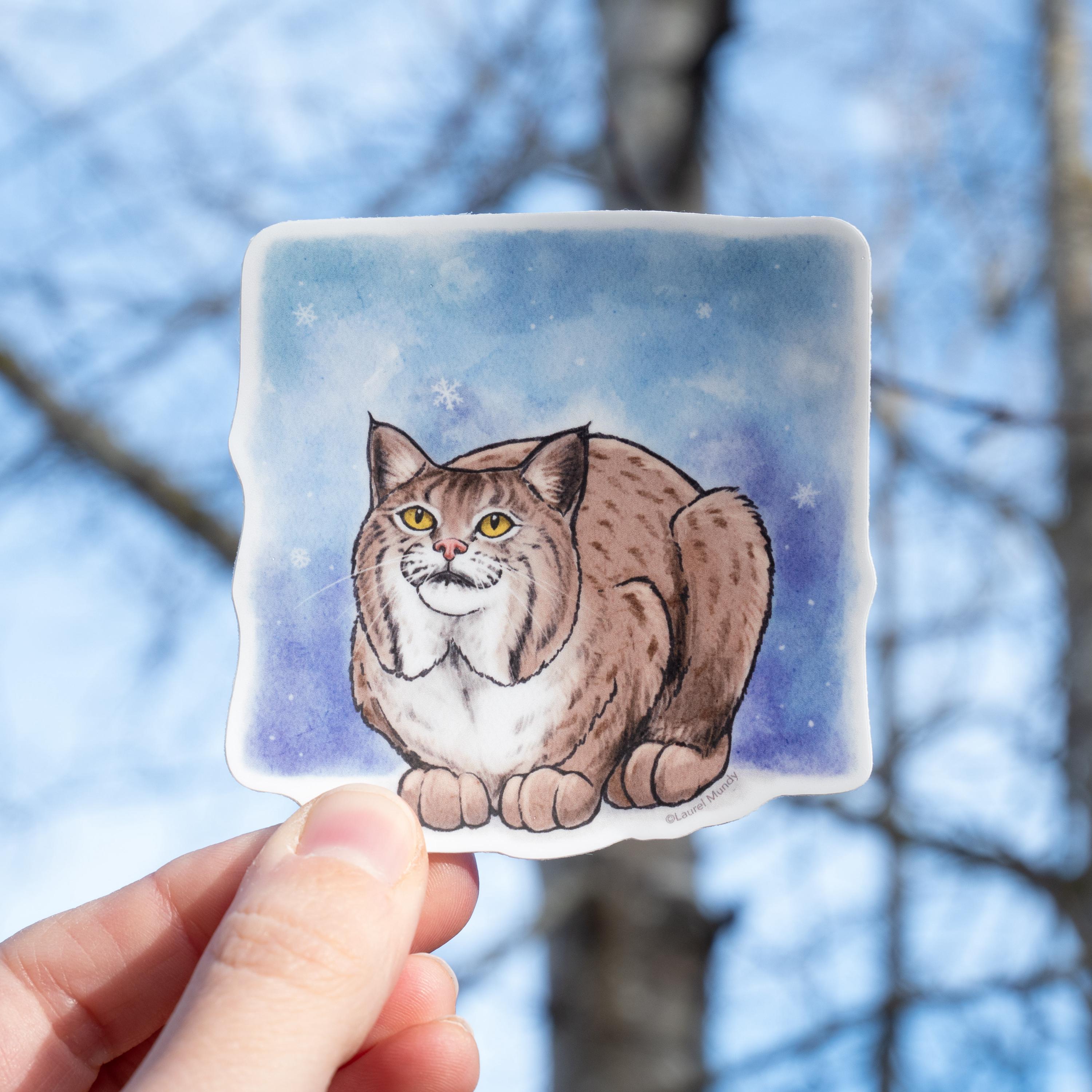 Winter Wonder - Bobcat 3" Medium vinyl sticker  weatherproof wildlife cat sticker