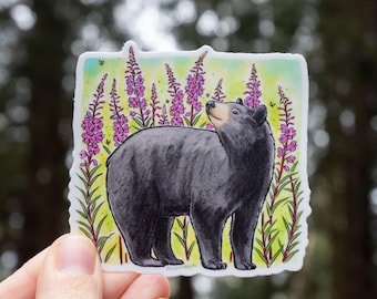Summer Wonder - Black bear 3" Medium vinyl sticker  weatherproof wildlife sticker