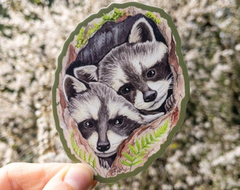 Baby Raccoons 3.5" Medium vinyl sticker - waterproof - for car, laptop, water bottle, etc.