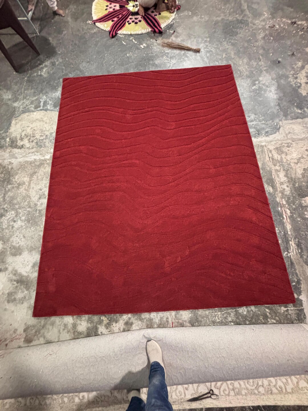 Modern Red Textured Wave Design Area Rug | Luxury Hand-tufted Carpet ...