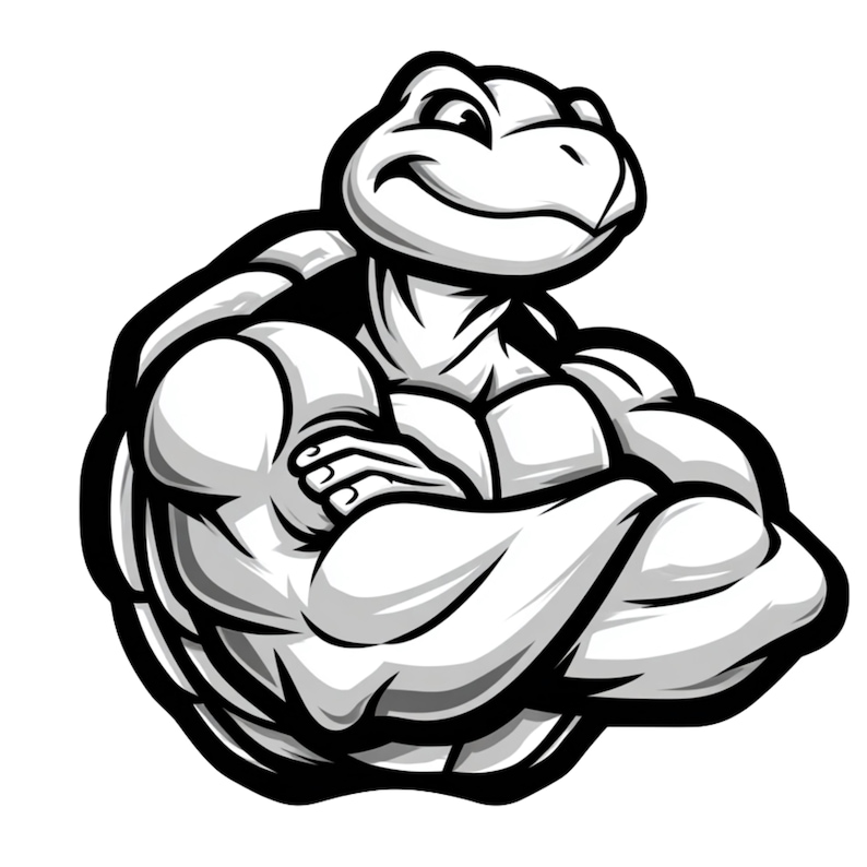 Cute Muscular Turtle Illustration PNG & SVG, 300 DPI, Transparent ...