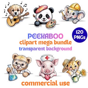 Animals in Professions PNG Pack – 120 Whimsical Cartoon Characters for Sublimation, Stickers, Apparel, Educational and Creative Projects