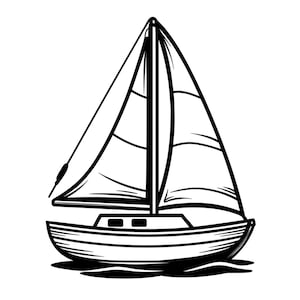 Cute Sailboat Illustration PNG 300 DPI – Transparent Background – SVG Cutting File for Cricut