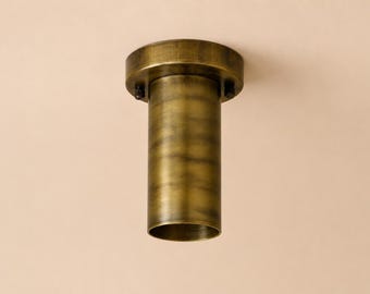 Brass Flush Mount Ceiling Light, Minimalist Cylinder Ceiling Fixture, Mid Century Modern Surface Mount Lamp, Handmade Brass Lighting