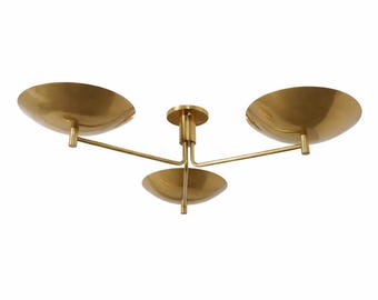 Moderne Messing Deckenleuchte, skulpturale Beleuchtung, Esszimmer Lampe