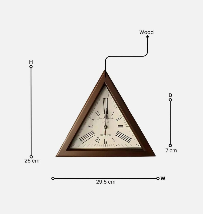 Mid-century Modern Dark Wood Triangle Clock With Roman Numerals ...