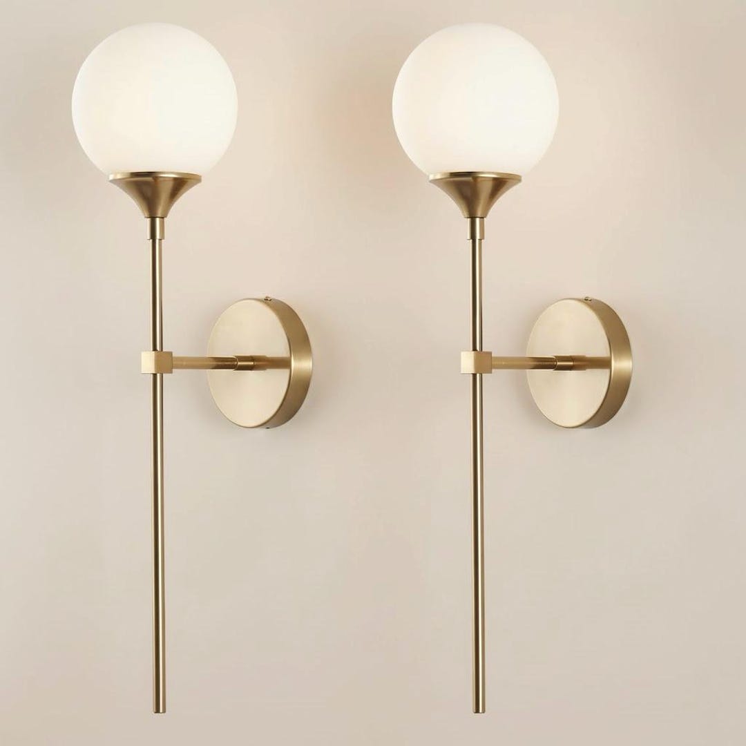 Sculptural Brushed Brass and Globe Wall Fixture - Etsy