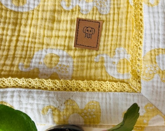 Organic Muslin Baby Blanket, 4-Layer Swaddle Blanket, Handmade Blanket, Toddler Blanket, Gauze Blanket
