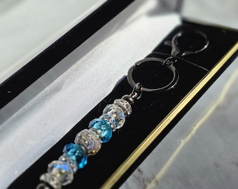 Elegant Beaded Keychain with Sparkling Crystal Charms – Luxury Gift for Her