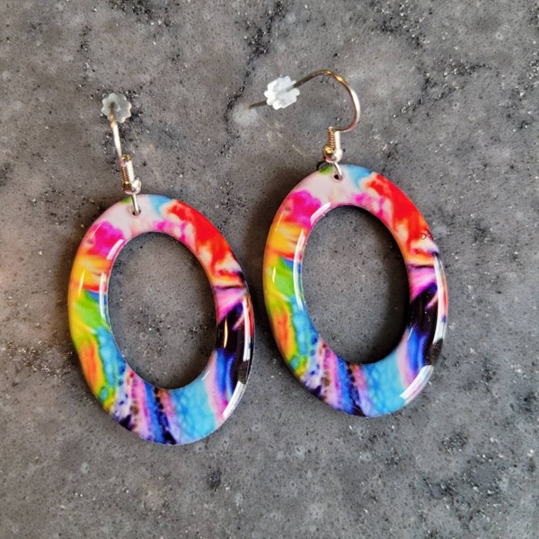 Hawaiian Earring - Spring Earrings  - Summer Jewelry  - Colorful Jewelry - Chunky Earrings