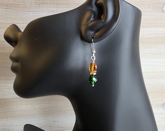 Green and Gold Earrings  - Packers Jewelry  -  Green Bay Jewelry