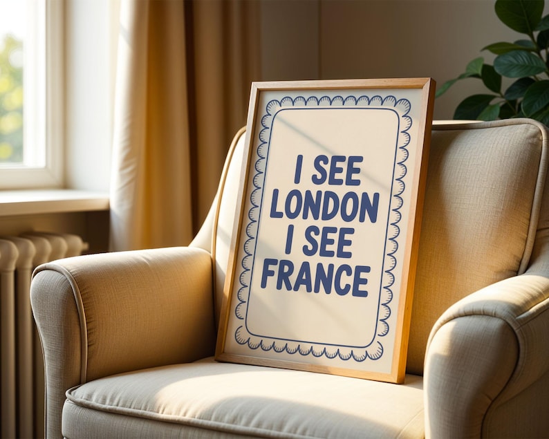 Funny Bathroom Sign Poster: “I See London I See France” Toilet Humor Print image 15
