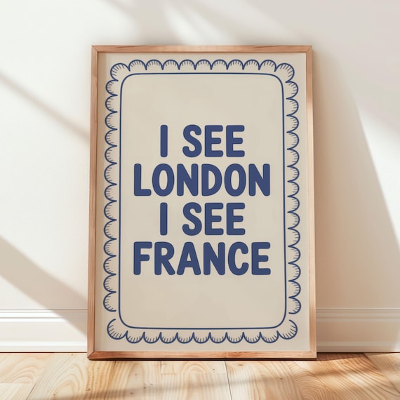 Funny Bathroom Sign Poster: “I See London I See France” Toilet Humor Print