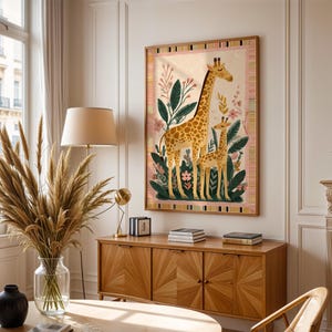 Giraffe Art Print: Jungle Kids Nursery Colorful Animal Illustration Bedroom Decor image 2