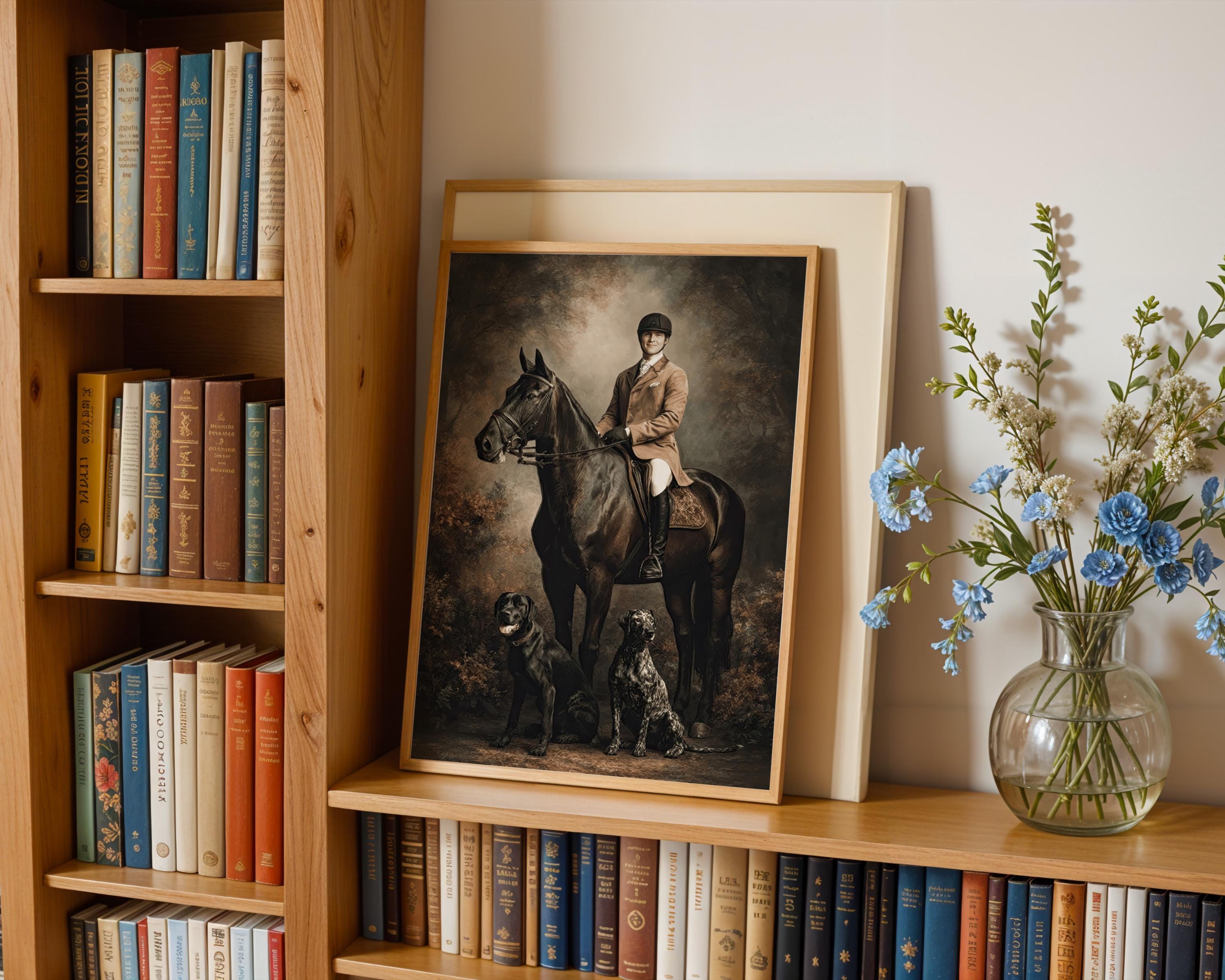 Fox Hunting Moody Vintage Art Print: English Countryside Equestrian Oil ...