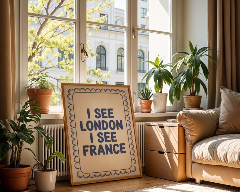 Funny Bathroom Sign Poster: “I See London I See France” Toilet Humor Print image 10