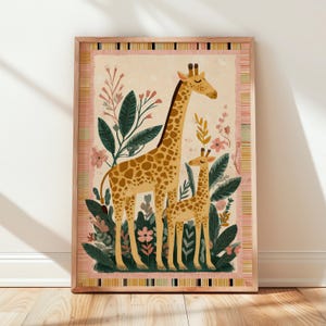 Giraffe Art Print: Jungle Kids Nursery Colorful Animal Illustration Bedroom Decor image 1